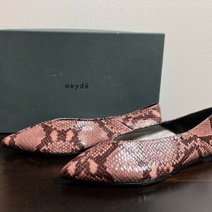 Aeyde Pink Snake Print Women's Flats